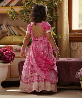 Pink Tie and Dye Lehenga Choli and Dupatta 2
