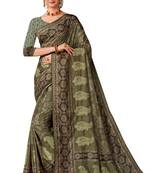 Mehendi green art silk digital print embroidery party wear saree