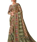 Multi color art silk digital print embroidery party wear saree