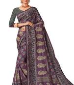 Voilet art silk digital print embroidery party wear saree