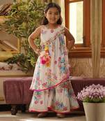 White Floral Print Kurti Sharara