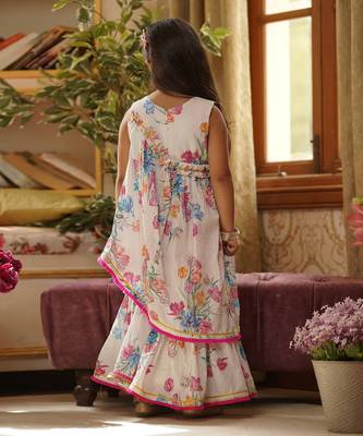 White Floral Print Kurti Sharara 2