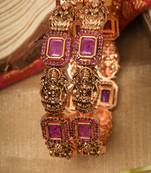 Studded jewellery Set of 2 Bangles with Laxmi Motif