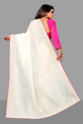 White hand woven pure kanchipuram silk saree with blouse 2