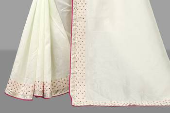 White hand woven pure kanchipuram silk saree with blouse 5