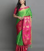Popti colour dual mor karisma designer cotton silk milk women fashion trending saree with blouse peace