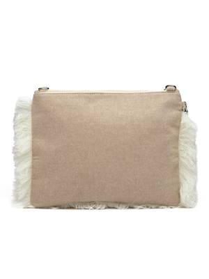 kooky beige & white boho quirky embroidered cotton sling bag 4