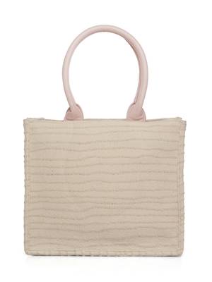 kooky natural & multi floral embellished handloom cotton canvas handheld bag 4