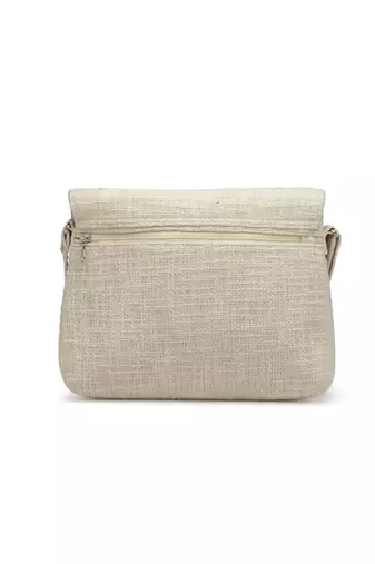 kooky ntural & pink boho chevron embellished handloom cotton canvas sling bag