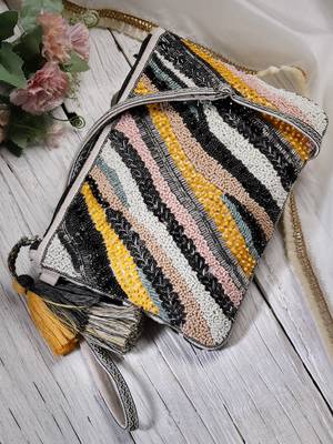 jungle black & multi boho animal embellished handloom cotton canvas sling bag 1