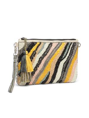 jungle black & multi boho animal embellished handloom cotton canvas sling bag 2