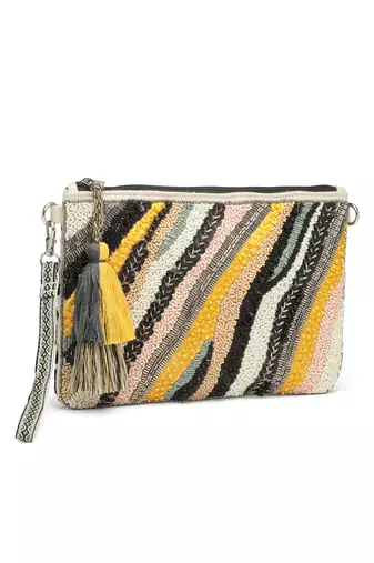 jungle black & multi boho animal embellished handloom cotton canvas sling bag