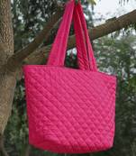 uno fuchsia harlequin quilted polyester tote bag