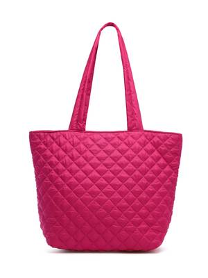 uno fuchsia harlequin quilted polyester tote bag 3