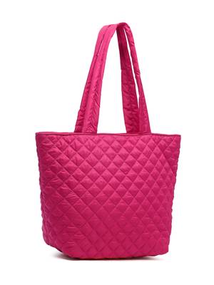 uno fuchsia harlequin quilted polyester tote bag 4