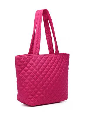 uno fuchsia harlequin quilted polyester tote bag 5
