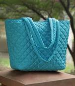 uno turquoise harlequin quilted polyester tote bag