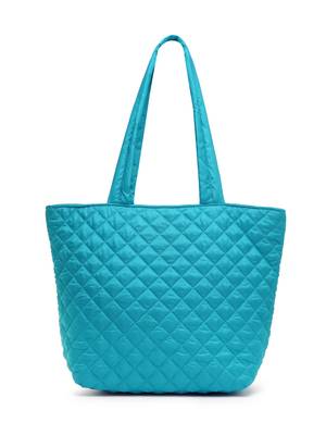 uno turquoise harlequin quilted polyester tote bag 3