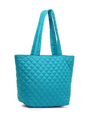 uno turquoise harlequin quilted polyester tote bag 5