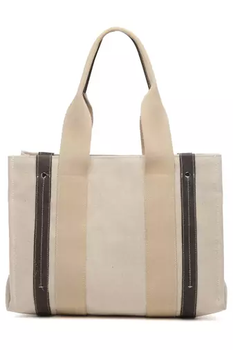 sisal cream & black solid cotton jute & leather handheld bag