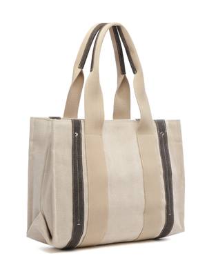 sisal cream & black solid cotton jute & leather handheld bag 5