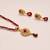 Anvi's uncut stones (small) and rubies pendent and earrings with ruby beads