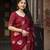 Red soft cotton crape silk saree with unstitched blouse piece