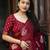 Red soft cotton crape silk saree with unstitched blouse piece