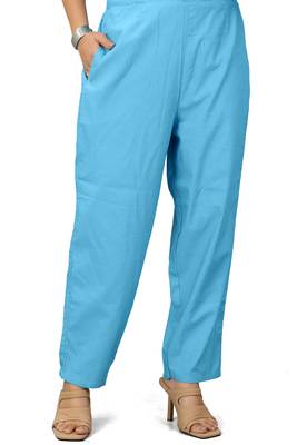 Cayorii Women's Sky Blue Cotton Blend Kurta with Pant and Dupatta 5