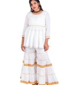 Rachyati short sharara serenity - ivory charm with minimal golden zari-lace (stitched & styled, 2-piece set)
