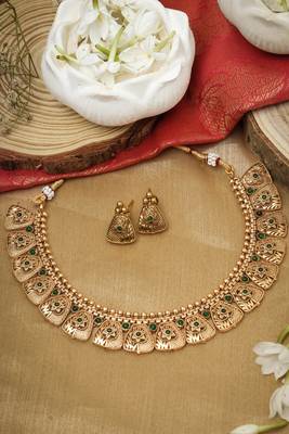 Green Gold Plated Necklace Sets 1