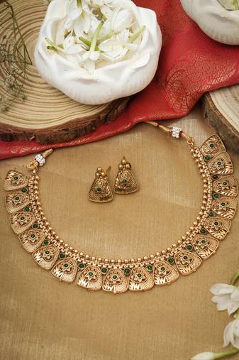 Green Gold Plated Necklace Sets