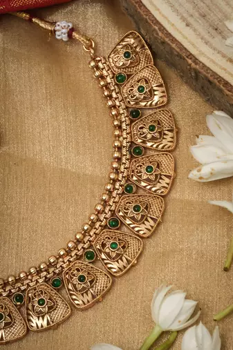 Green Gold Plated Necklace Sets