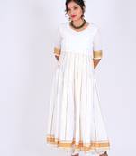 Charming ivory anarkali - rachyati's stitched salwar suit with delicate golden zari-lace (ready-to-adorn, 2-piece)