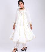 Rachyati regal ivory angrakha set - minor golden zari-lace details (stitched & styled, 2-piece ensemble)