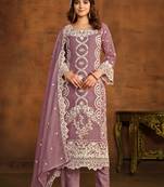 Soft organza mauve ceremonial salwar suit