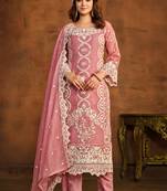 Soft organza peach ceremonial salwar suit