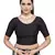 Black Cotton Lycra Fully Stretchable Round Neck Readymade Blouse With Half Sleeve