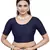 Navy Blue Cotton Lycra Fully Stretchable Round Neck Readymade Blouse With Half Sleeve