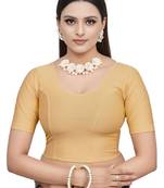 Cream Cotton Lycra Fully Stretchable Round Neck Readymade Blouse With Half Sleeve