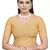 Cream Cotton Lycra Fully Stretchable Round Neck Readymade Blouse With Half Sleeve
