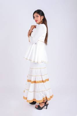 Rachyati short sharara serenity - ivory charm with minimal golden zari-lace (stitched & styled, 2-piece set) 3