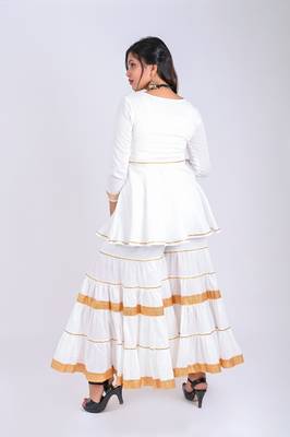 Rachyati short sharara serenity - ivory charm with minimal golden zari-lace (stitched & styled, 2-piece set) 4
