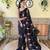 Kimisha women's black georgette sequence saree with unstitched blouse piece