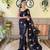 Kimisha women's black georgette sequence saree with unstitched blouse piece