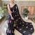 Kimisha women's black georgette sequence saree with unstitched blouse piece
