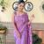 Kimisha women's lavender georgette sequence saree with unstitched blouse piece