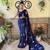 Kimisha women's navy blue georgette sequence saree with unstitched blouse piece