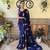 Kimisha women's navy blue georgette sequence saree with unstitched blouse piece