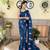 Kimisha women's peacock blue georgette sequence saree with unstitched blouse piece
